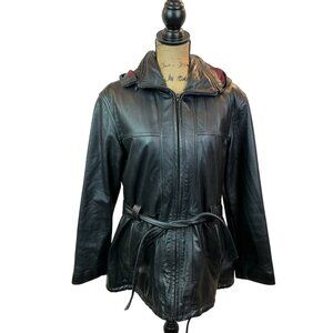 Wilsons Leather Hooded Belted Long Leather Coat With Thinsulate Insulated Vest W